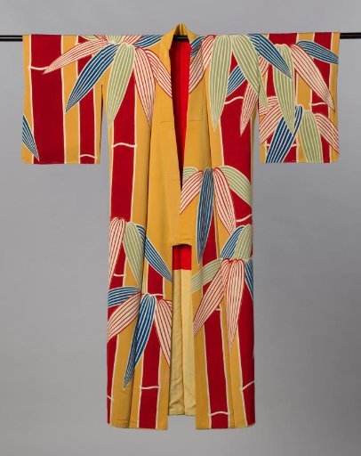 Daily informal ladies' kimono with bamboo design