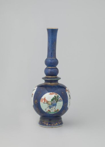 Knobbed Flask, Bleu Poudré with Fields in Famille Verte