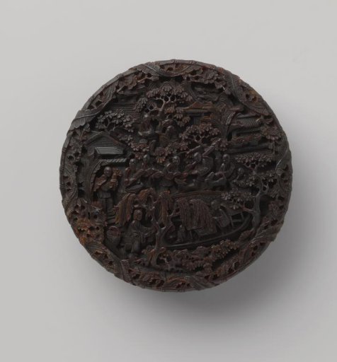 Tortoiseshell box with figures in relief
