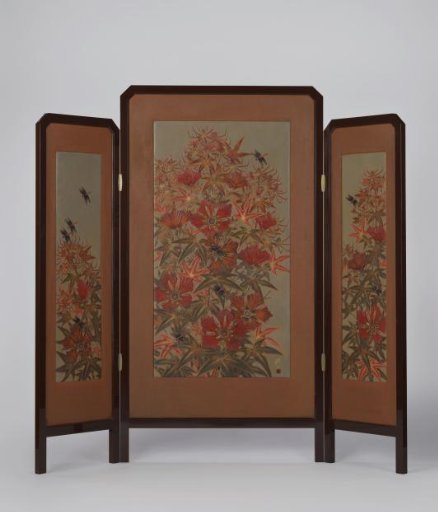 Folding Screen Scarlet Hibiscus