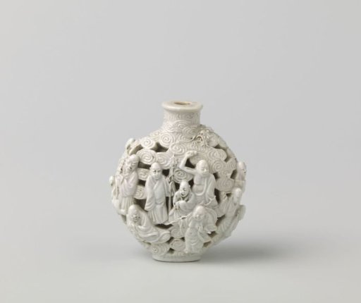 Snuff bottle with monks on a ground of pierced clouds