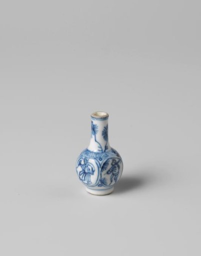 Miniature bottle vase with Chinese figures and pine sprays
