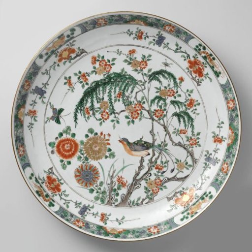 Saucer-dish with flower sprays, birds and insects