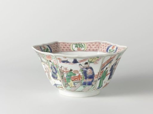 Hexagonal bowl with narrative scenes concerning Lü Dongbin