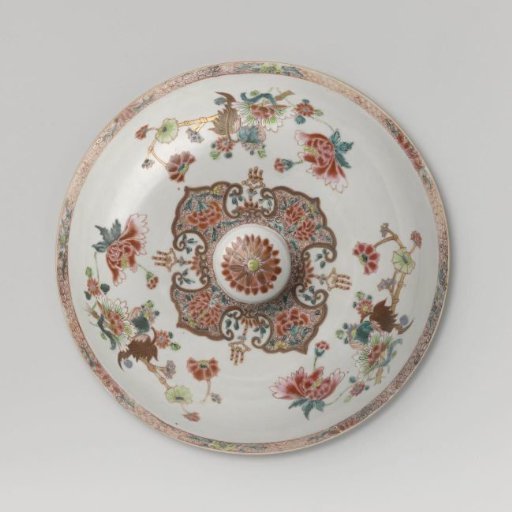 Covered tureen with groups of flowers and ornamental border