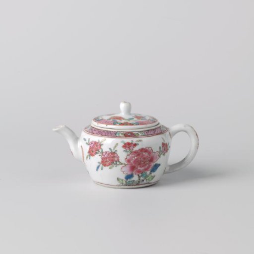 Tea pot with flowering plants and diaper patterns