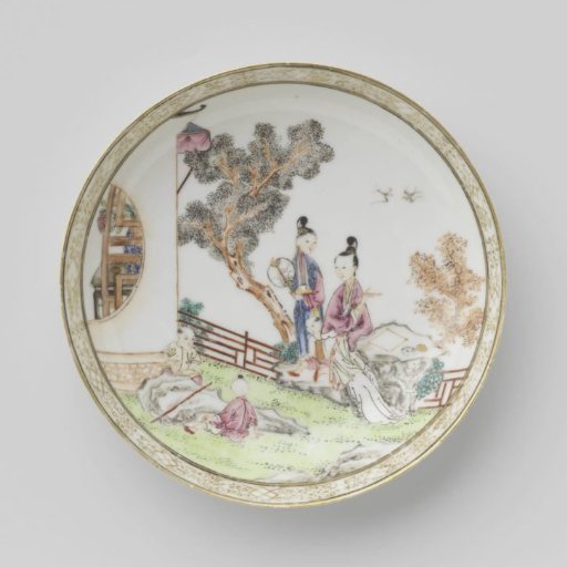 Three Plates with Women and Children