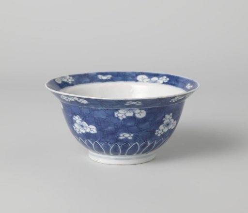 Bowl (lobed) with plum blossom on 'crackled ice'