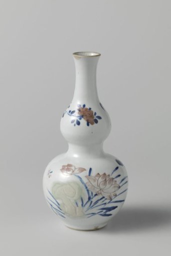 Double-gourd vase with rocks, flowers and insects