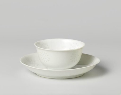 Cup and saucer with translucents rice-grain roundels