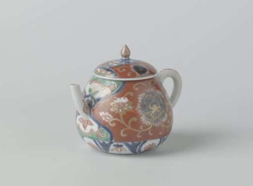 Teapot with lotus scrolls and flower roundels