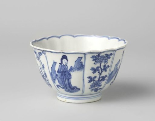 Bell-shaped bowl with women and flower sprays