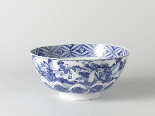 Bowl with panel decoration with woman or boys in a landscape