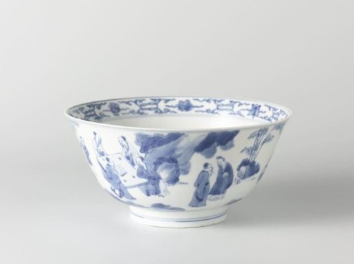 Bell-shaped bowl with a continuous landscape with figures