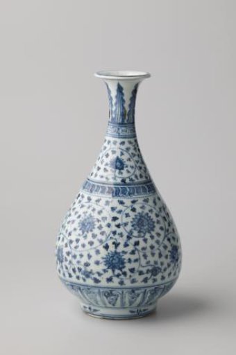 Pear-shaped bottle vase with continuous lotus scrolls and ornamental borders