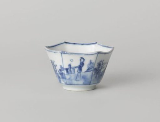 Hexagonal cup with landscapes and figures