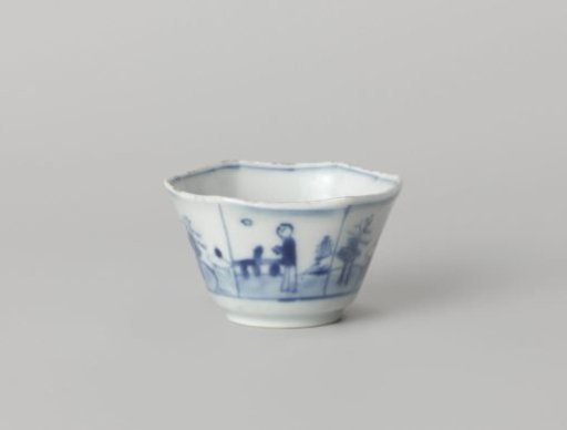 Hexagonal cup with landscapes and figures