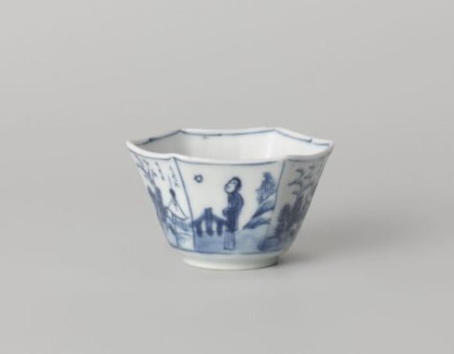 Hexagonal cup with landscapes and figures