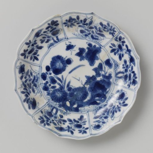 Saucer with rocks, flower sprays and butterflies