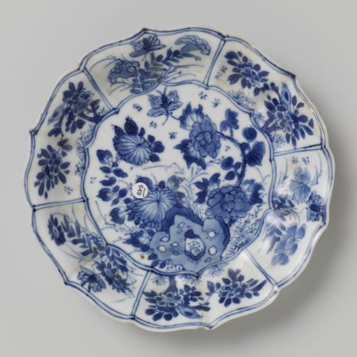 Saucer with rocks, flower sprays and butterflies