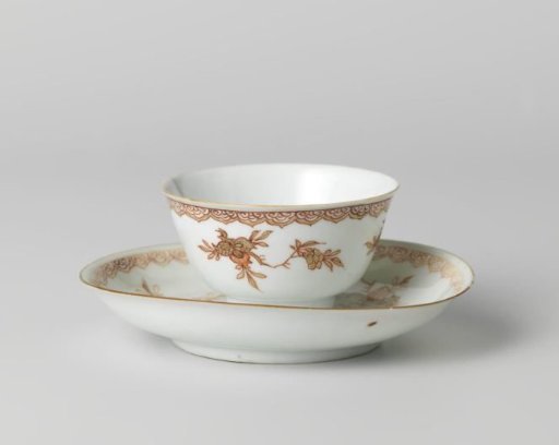 Cup and saucer with fruit sprays and ruyi-border