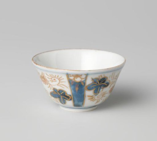 Bell-shaped cup with a flower basket and floral scrolls