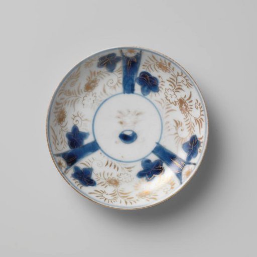 Saucer with a flower basket and floral scrolls