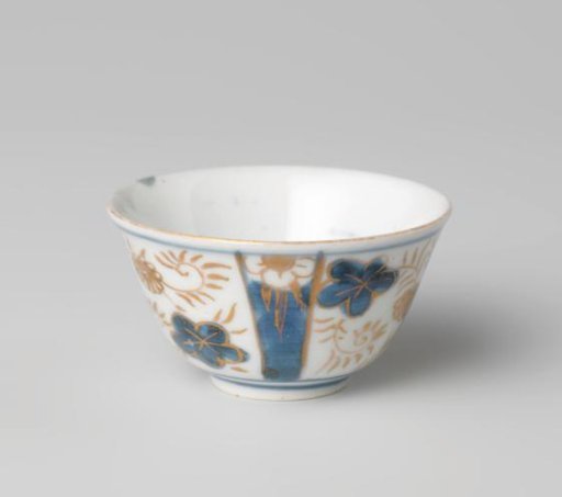 Bell-shaped cup with a flower basket and floral scrolls