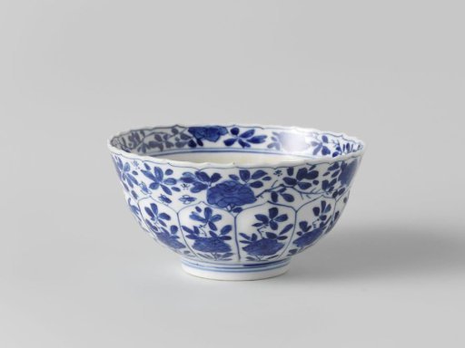 Bowl with flower sprays in petal-shaped panels