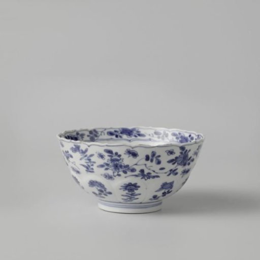 Bowl with moulded panels and flower sprigs