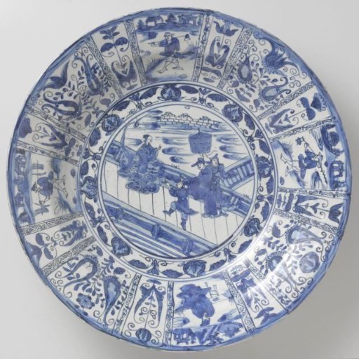 Dish depicting a goddess and a scholar