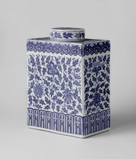 Rectangular tea caddy with flower scrolls and bats