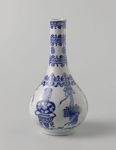 Pear-shaped bottle vase with auspicious objects
