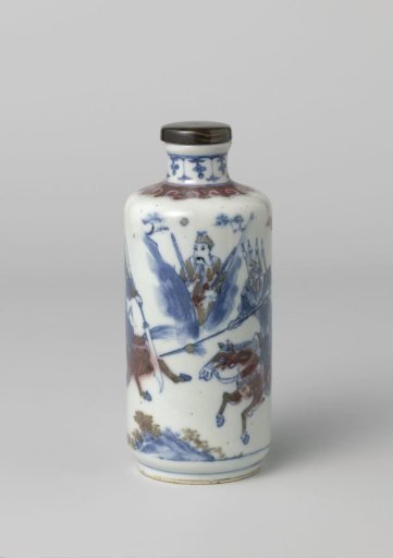 Cylindrical bottle vase with warriors