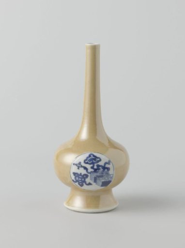 Rosewater sprinkler or bottle with light brown and auspicious symbols