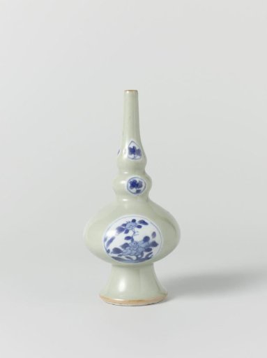 Rosewater sprinkler or bottle with celadon glaze and flower sprays