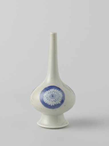Rosewater sprinkler or bottle with celadon green and chrysanthemums
