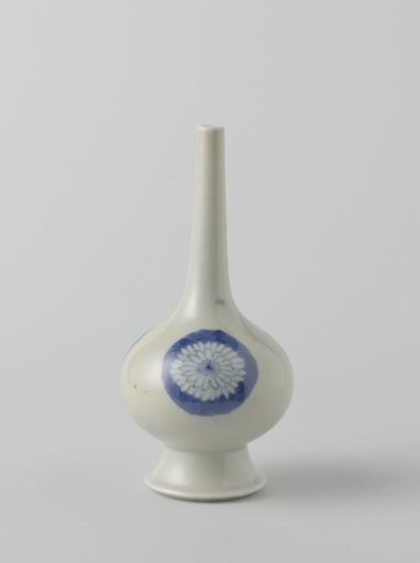 Rosewater sprinkler or bottle with celadon green and chrysanthemums