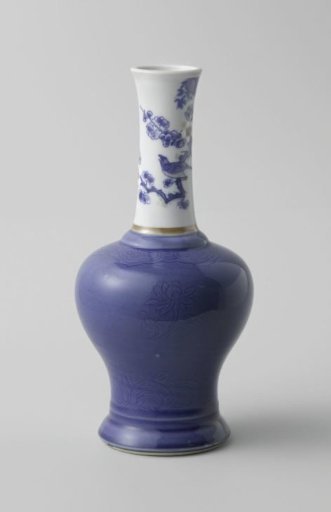 Baluster vase with powder blue and a prunus spray