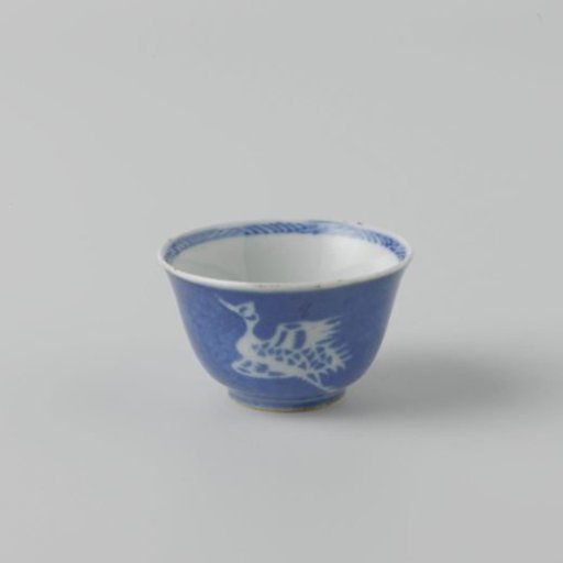 Cup with powder blue and cranes