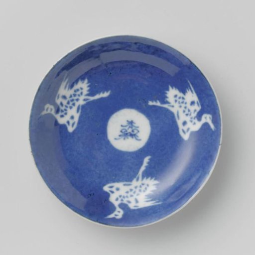 Saucer with powder blue and cranes
