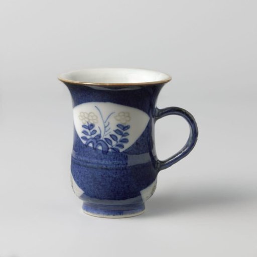 Bell-shaped cup with powder blue and fan-shaped panels