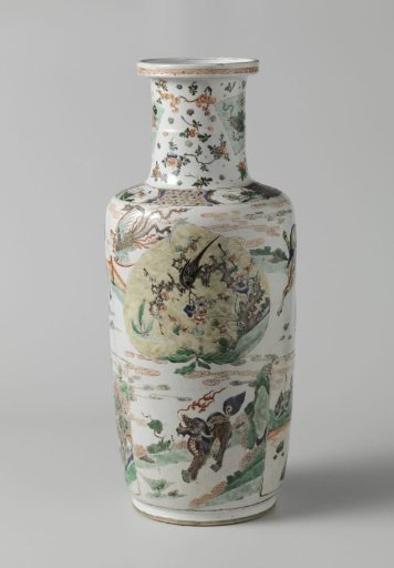 Sleeve Vase Decorated with Birds and Flowering Branches