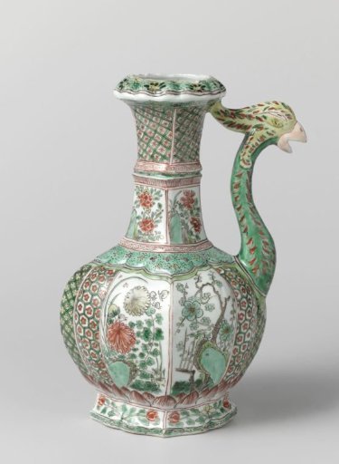 Ewer with flower sprays and spout shaped like a feng huang
