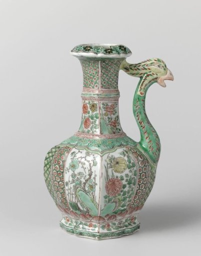 Ewer with flower sprays and spout shaped like a feng huang