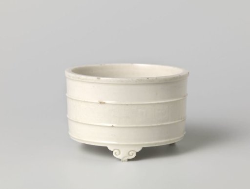 Incense burner with incised geometric pattern and three ruyi-shaped feet
