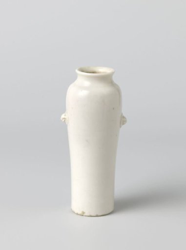 Elongated baluster vase with two lion masks