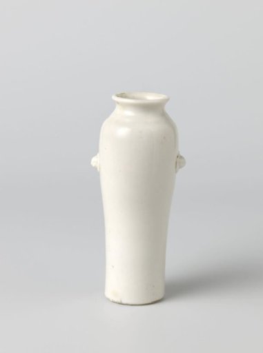 Elongated baluster vase with two lion masks