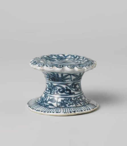 Round salt cellar with flower sprays and floral scrolls