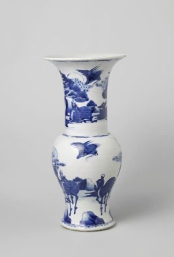 Baluster vase with deer and cranes in a water landscape
